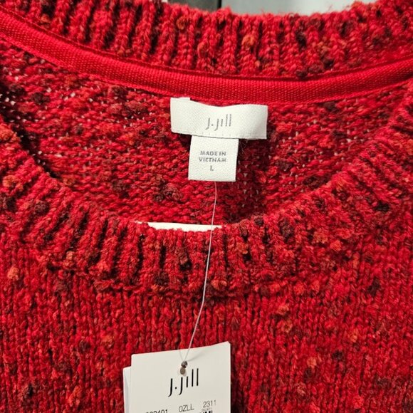 J. Jill Women's Large Buttoned Shoulder Pullover Sweater Red NEW with Tags - Picture 3 of 14